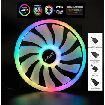 PC ventilátor 1stCOOL Ventilátor AURA EVO, 200mm, ARGB
