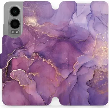 Pouzdro na mobilní telefon Flipové pouzdro Mobiwear - OnePlus Nord CE 4 Lite 5G - VP20S Fialový mramor (Knížkové flip pouzdro, obal, kryt na mobil OnePlus Nord CE 4 Lite 5G - VP20S Fialový mramor, materiál Umělá kůže + TPU - ochrana 360°, stojánek, silikonová vanička, magnetické)