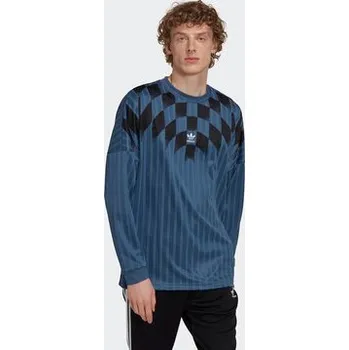 Pánské tričko adidas S dlouhým rukávem Rekive Graphic HK7331 Modrá Loose Fit L