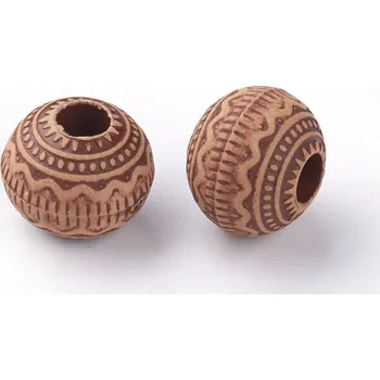 Dětské navlékací korálky Korálky akrylové, IMITACE DŘEVA, hnědé, 1,1x0,9 cm, 10ks/bal.