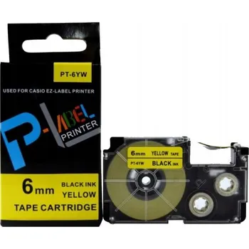 Pásek do tiskárny Naplnka Kompatibilní páska s Casio XR-6YW1, 6mm x 8m, černý tisk / žlutý