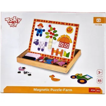 Puzzle TOOKY TOY Oboustranná tabule a magnetické puzzle - Farma