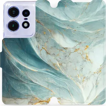 Pouzdro na mobilní telefon Flipové pouzdro Mobiwear - Motorola Edge 50 Pro - VP34S Zelenkavý a zlatavý mramor (Knížkové flip pouzdro, obal, kryt na mobil Motorola Edge 50 Pro - VP34S Zelenkavý a zlatavý mramor, materiál Umělá kůže + TPU - ochrana 360°, stojánek, silikonová vanička,