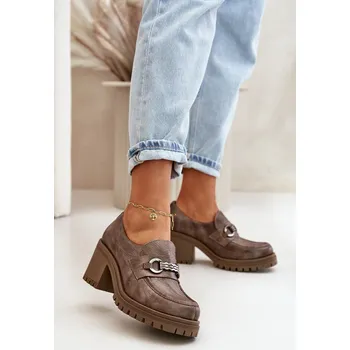 Dámské polobotky Zazoo 20175 Dámské polobotky na podpatku Přírodní kůže Barva: Béžová, Velikost: 38