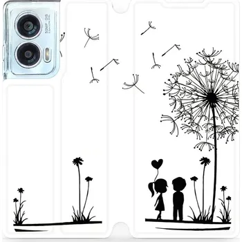 Pouzdro na mobilní telefon Flipové pouzdro Mobiwear - Motorola Edge 50 Fusion - MH16P Dvojice s pampeliškou (Knížkové flip pouzdro, obal, kryt na mobil Motorola Edge 50 Fusion - MH16P Dvojice s pampeliškou, materiál Umělá kůže + TPU - ochrana 360°, stojánek, silikonová vanička,)