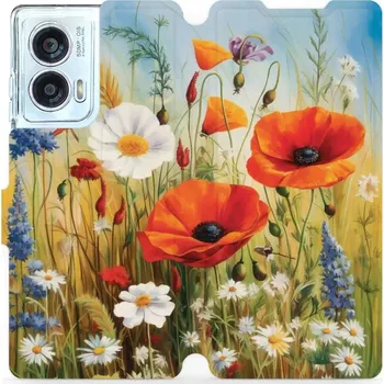 Pouzdro na mobilní telefon Flipové pouzdro Mobiwear - Motorola Edge 50 Fusion - VP43S Letní louka (Knížkové flip pouzdro, obal, kryt na mobil Motorola Edge 50 Fusion - VP43S Letní louka, materiál Umělá kůže + TPU - ochrana 360°, stojánek, silikonová vanička, magnetické zavírání)