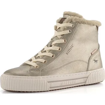 Dámské kozačky Mustang vyteplený šněrovací kotník na platformě Champagner 1442-602-480 - 39 | P689817