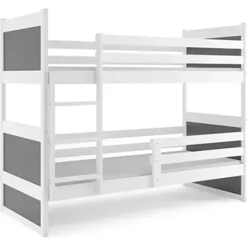 Postel BMS GROUP Dětská patrová postel Rico - 2 osoby, 80x190 bez úložného prostoru bez matrace – Bílá, Grafit