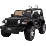 Elektrické autíčko JEEP wrangler rubicon 12V pro děti, černé, s dálkovým ovladačem, MP3 rádiem a koly EVA
