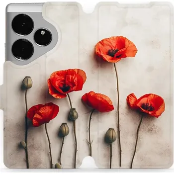 Pouzdro na mobilní telefon Flipové pouzdro Mobiwear - Realme GT 6 5G - VP42S Vlčí máky (Knížkové flip pouzdro, obal, kryt na mobil Realme GT 6 5G - VP42S Vlčí máky, materiál Umělá kůže + TPU - ochrana 360°, stojánek, silikonová vanička, magnetické zavírání)