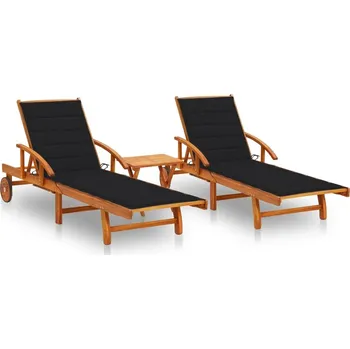 Zahradní lehátko Lehátko dřevo černé VidaXL