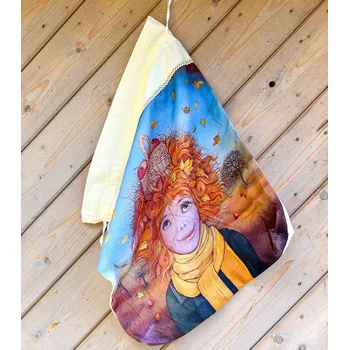 Školní sáček Velký plátěný sáček na pečivo nebo cokoli -Podzim