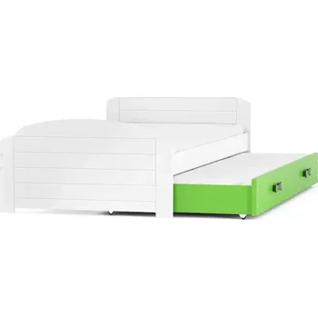 Postel BMS GROUP Dětská postel Lili - 2 osoba, 90x200 s výsuvnou přistýlkou bez matrace – Bílá, Zelená