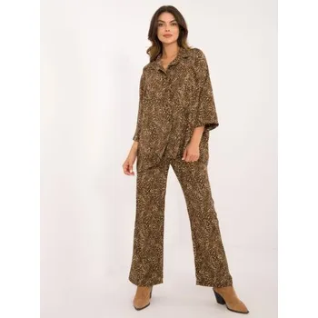 Dámský komplet s leopardím vzorem tmavě béžový a černý