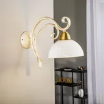 Luminex Nástěnné světlo Flora, skleněný stínidlo, bílá/mosaz bílá, satinovaná, mosazná 1 x 60 W - Doprava zdarma