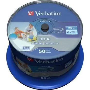 VERBATIM BD-R SL Datalife HTL (50-pack)Blu-Ray/Spindle/6x/25GB Wide Printable