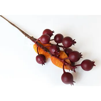 umělá květina Větev s bobulkami, bordó, 35 cm