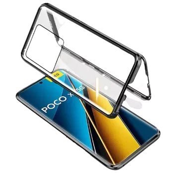 Pouzdro na mobilní telefon Beweare Magnetický oboustranný kryt s tvrzeným sklem na Xiaomi Poco X6 5G - černý