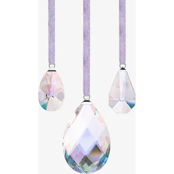 Vánoční dekorace Preciosa Skleněná ozdoba Třpytivý ornament, kapka z českého křišťálu Preciosa, sada 3 ks