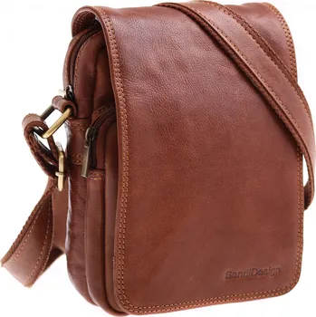 Pánská kožená taška přes rameno Sendi Design M 708 koňakově hnědá