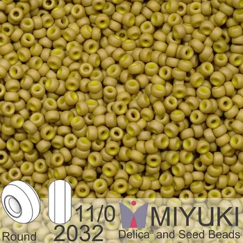 Korálek Korálky Miyuki Round 11/0. Barva 2032 Matte Opaque Golden Olive Luster . Balení 5g.
