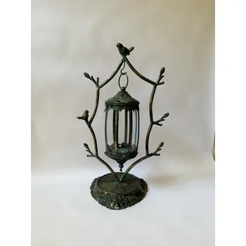 Lucerna KOVOVÁ LUCERNA NA STOJANKU S PTÁČKY