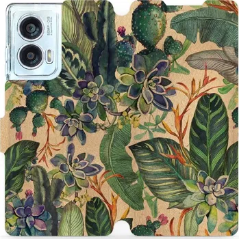 Pouzdro na mobilní telefon Flipové pouzdro Mobiwear - Motorola Edge 50 Fusion - VP05S Sukulenty (Knížkové flip pouzdro, obal, kryt na mobil Motorola Edge 50 Fusion - VP05S Sukulenty, materiál Umělá kůže + TPU - ochrana 360°, stojánek, silikonová vanička, magnetické zavírání)
