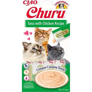 Pamlsek pro kočku Inaba Churu cat snack Tuňák & Kuře 4x 14g