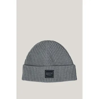 Kšiltovka ČEPICE GANT COTTON RIBBED BEANIE GREY MELANGE