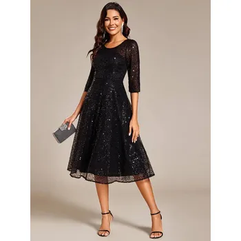 Dámské šaty Ever Pretty Společenské plesové šaty midi 2241 černé Velikost: M / 38 / 06 / 10