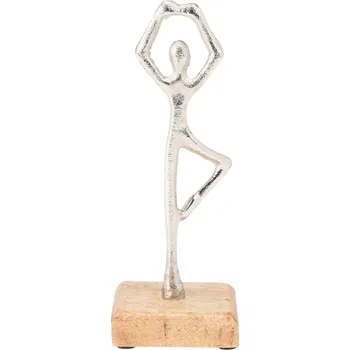 H&L Soška tančící postava na dřevěném podkladu 21cm, stříbrná, taneční pozice B