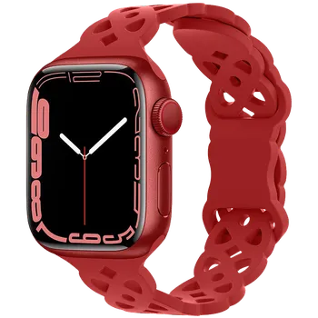 Silikonový úzký perforovaný řemínek pro Apple Watch 42/44/45/46/49mm Barevná varianta: Červený
