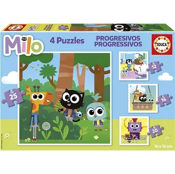 Puzzle EDUCA Puzzle Milo 4v1 (12,16,20,25 dílků)