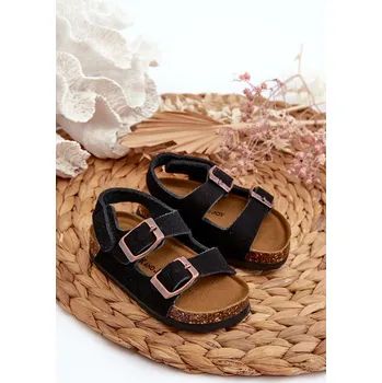 Dívčí sandály Dětské sandálky na korkové platformě se suchým zipem Rorria Barva: Černá, Velikost: 22