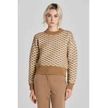 Dámský svetr SVETR GANT INTARSIA C-NECK WARM KHAKI