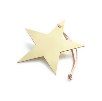 Vánoční ozdoba Mosazná vánoční ozdoba s koženým poutkem Star