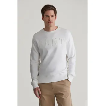 Pánské oblečení MIKINA GANT EMBOSSED C-NECK SWEAT EGGSHELL