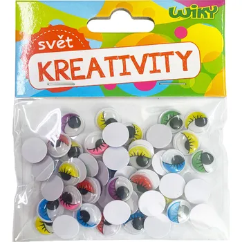 Samolepící dekorace svět KREATIVITY WIKY Oči pohyblivé barevné 12mm, 50ks