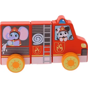 Dřevěná hračka TREFL Dřevěné magnetické auto Tiny Tails - Hasiči