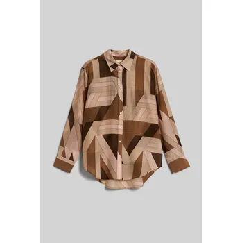 Dámská košile HALENKA GANT REL LETTERS PRINT COT SILK SHIRT ROASTED WALNUT