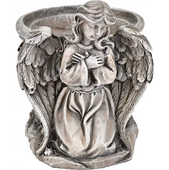 Květináč Smuteční květináč s andělem šedý 12x12x10 cm