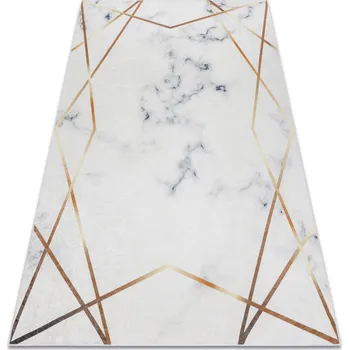 Koberec Makro Abra Kusový koberec vhodný k praní ANDRE 1220 Mramor geometrický protiskluzový bílý Rozměr: 80x150 cm