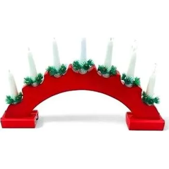 Vánoce Oblouk červený, 7 žárovek - na baterie