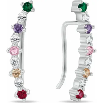 Náušnice Brilio Silver Slušivé podélné náušnice s barevnými zirkony EA1107WRBW + 2 měsíce na vrácení zboží