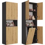 Koupelnová skříňka s košem na prádlo ATSO 3 - dub artisan / antracitová