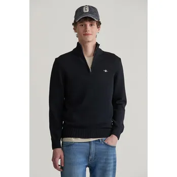 Pánský svetr SVETR GANT CASUAL COTTON HALFZIP BLACK