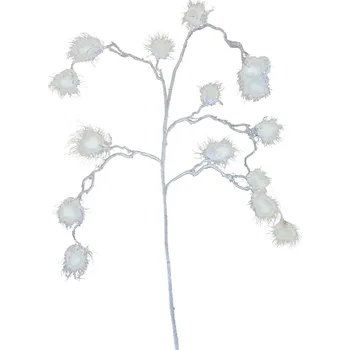 umělá květina umělá větev, Fluffy spray white 108cm