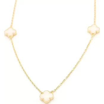 Řetízek Zlatý řetízek se čtyřlístky s bílým kamenem 4,50g