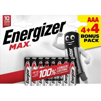 Článková baterie Alkalické baterie Energizer AAA (R3) 8 ks