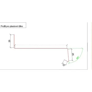 Parapet Venkovní parapet na míru / profil pro plastové čelo pozink + PVC krytka 0140PVC7016